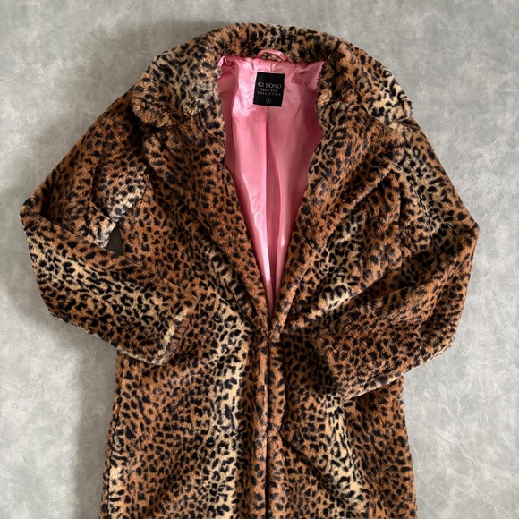 Ci Sono Jackets & Blazers - Ci Sono vintage leopard print faux fur coat with pink lining